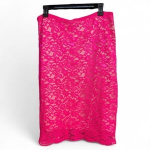NWT Worthington Pink Lace Pencil Skirt - Size 14